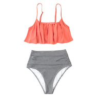 WW | Bikini mit Raffung Top und Hohe Taille Bikini Unterteil