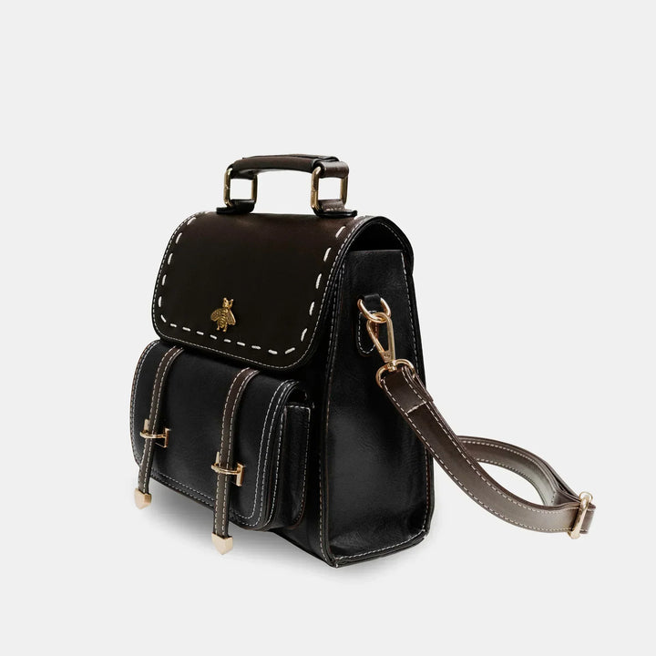 Veganer Kunstlederrucksack mit Tragegriff und vielseitigem Tragegurt
