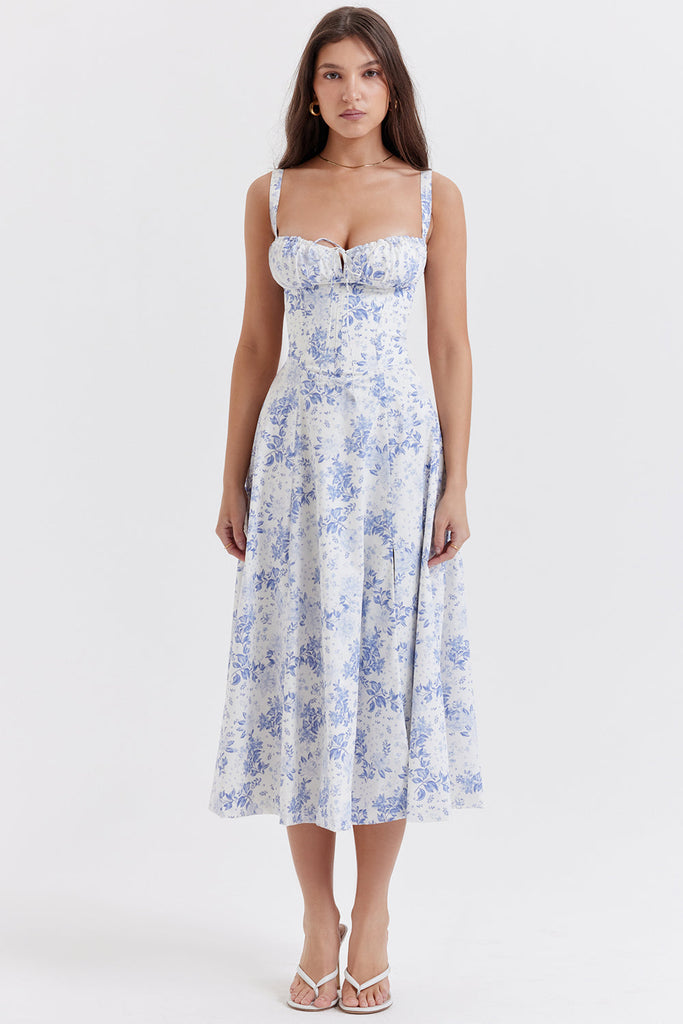 WW | Körperbetontes Bustier-Kleid mit Modernem Blumenmuster
