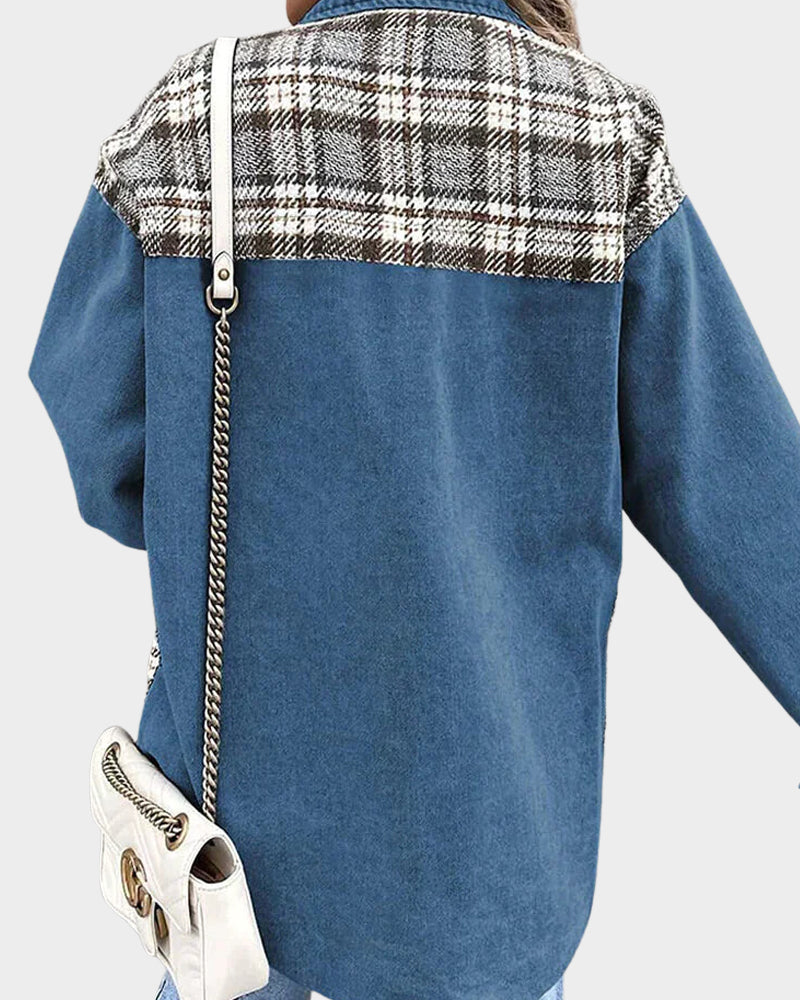 W&W Mode | Retro Jeansjacke für Damen - Modische Jeansstoffjacke