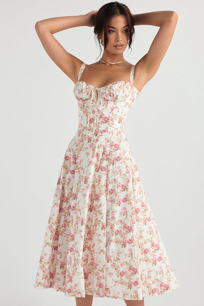 WW | Körperbetontes Bustier-Kleid mit Modernem Blumenmuster