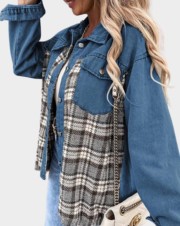W&W Mode | Retro Jeansjacke für Damen - Modische Jeansstoffjacke