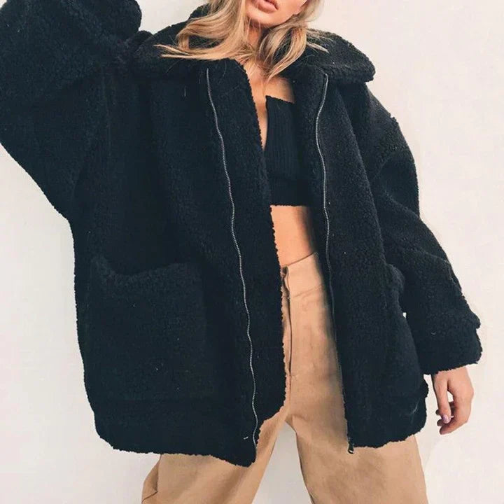 W&W Mode | Damen Fleece Sweatshirt Mit Breitem Kragen