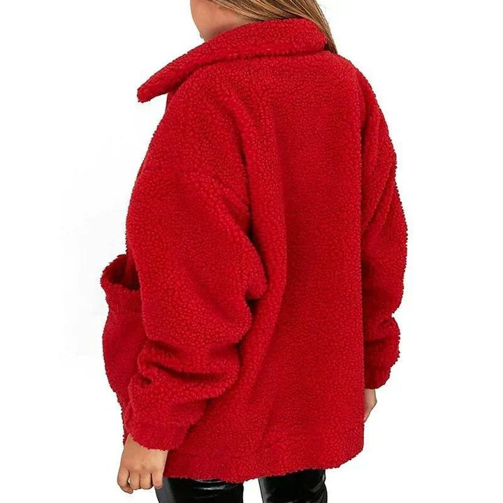 W&W Mode | Damen Fleece Sweatshirt Mit Breitem Kragen