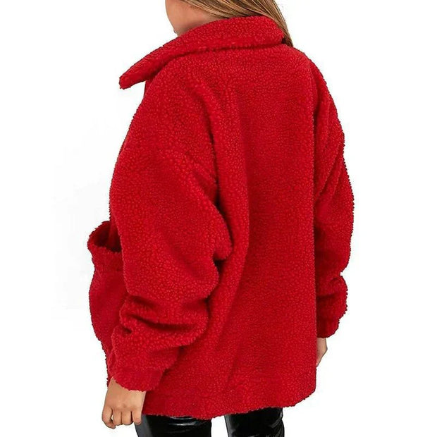 WW | Damen Fleece Sweatshirt Mit Breitem Kragen