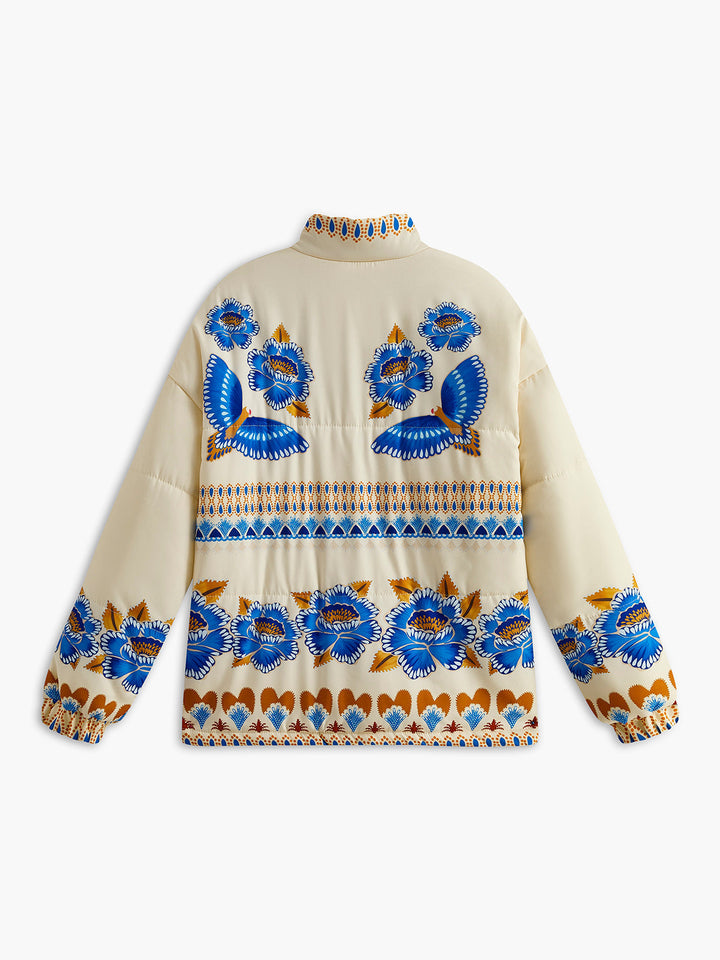 W&W Mode | Bohemian Bedruckter Wintermantel mit Reißverschluss