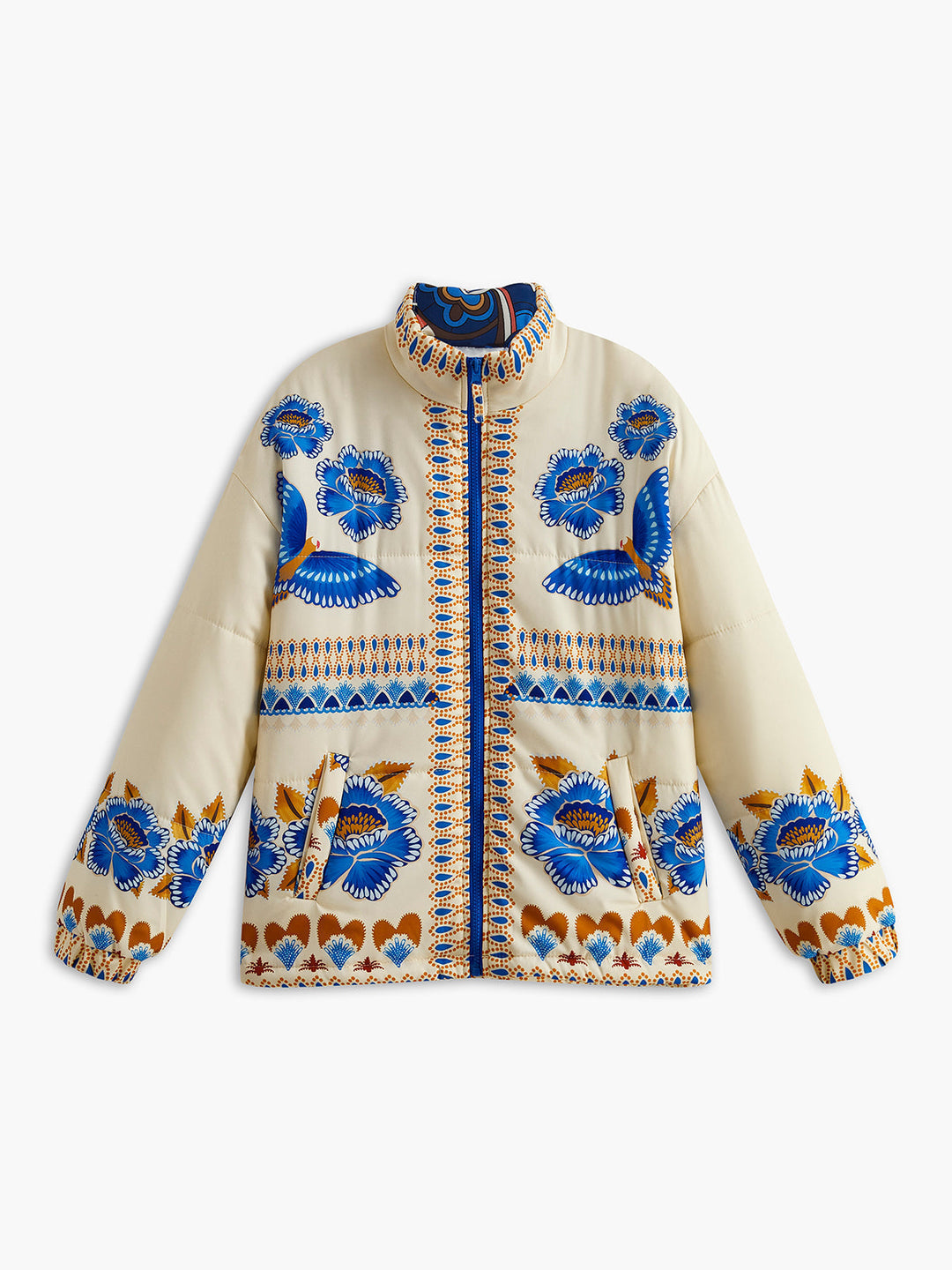 W&W Mode | Bohemian Bedruckter Wintermantel mit Reißverschluss