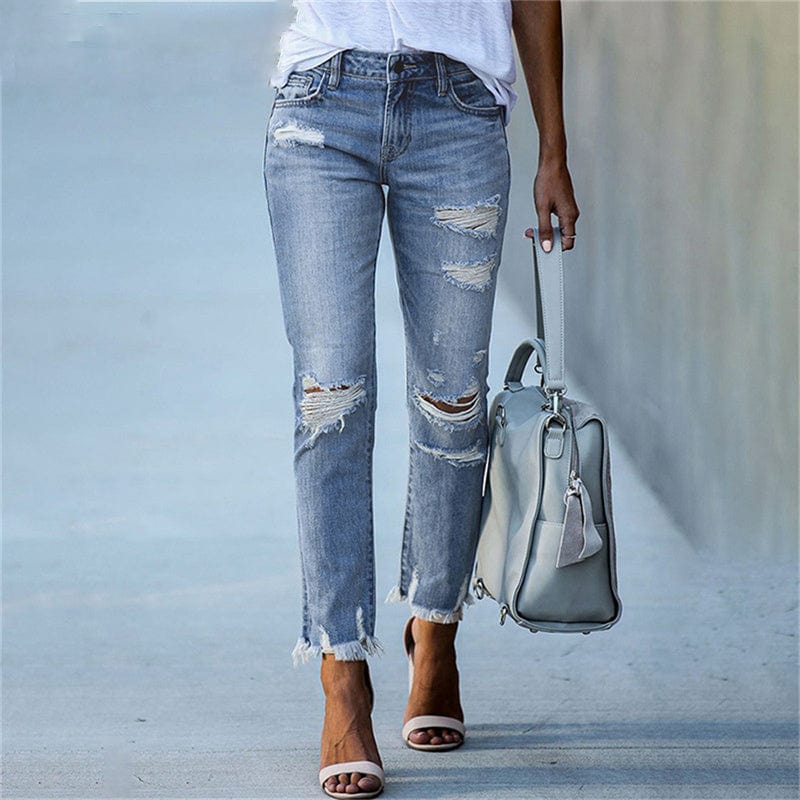 WW | Hochtaillierte Skinny Jeans Mit Stretch, Gerissenem Und Abgetragenem Design