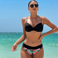 WW | Boho Blumen Printed Moderate Unterdraht Brazilian Zwei Teile Bikini Badeanzug