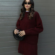 WW | teilige Strickset - Damenpullover und Rock mit lässiger Passform