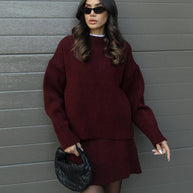 WW | teilige Strickset - Damenpullover und Rock mit lässiger Passform