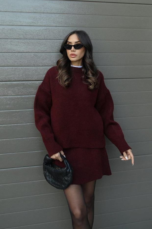 WW | teilige Strickset - Damenpullover und Rock mit lässiger Passform
