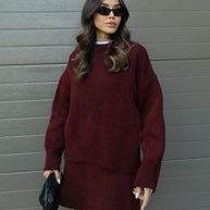 WW | teilige Strickset - Damenpullover und Rock mit lässiger Passform