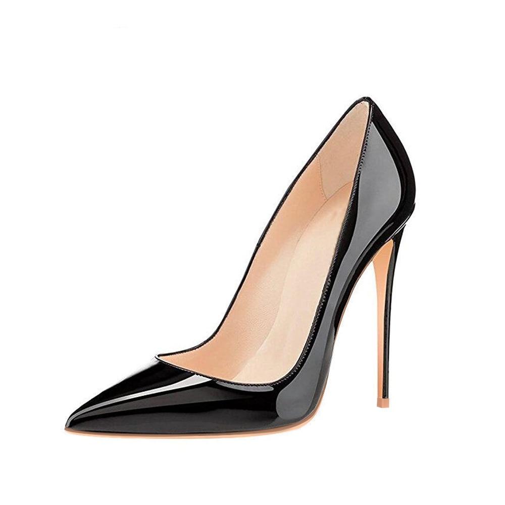 WW | Marke Schwarze Leder Spitz Zehe Dünne High Heels