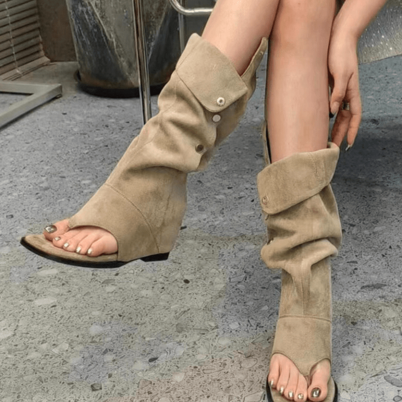 Damen Zehentrenner mit Keilabsatz und Peep-Toe-Design