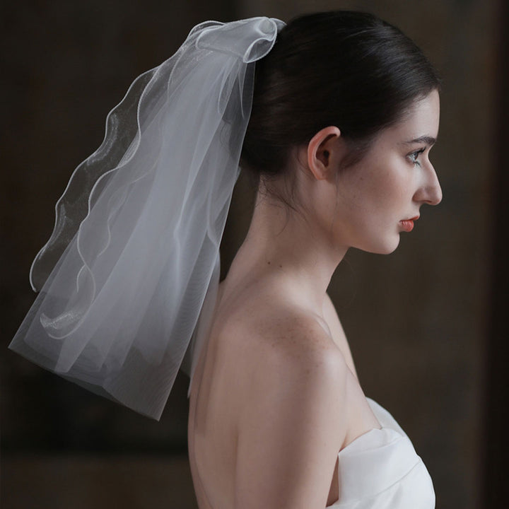 W&W Mode | Braut to Be Kurz Ethereal Weiches Tüll Poliert Welliges Mesh Schleier