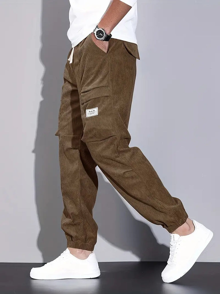 WW | Herren Cargohose Aus Kord Bequeme Jogginghose Mit Taschen Im Streetwear Stil
