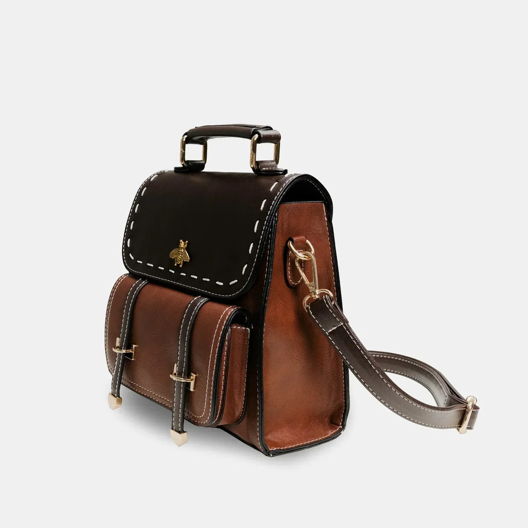 Veganer Kunstlederrucksack mit Tragegriff und vielseitigem Tragegurt