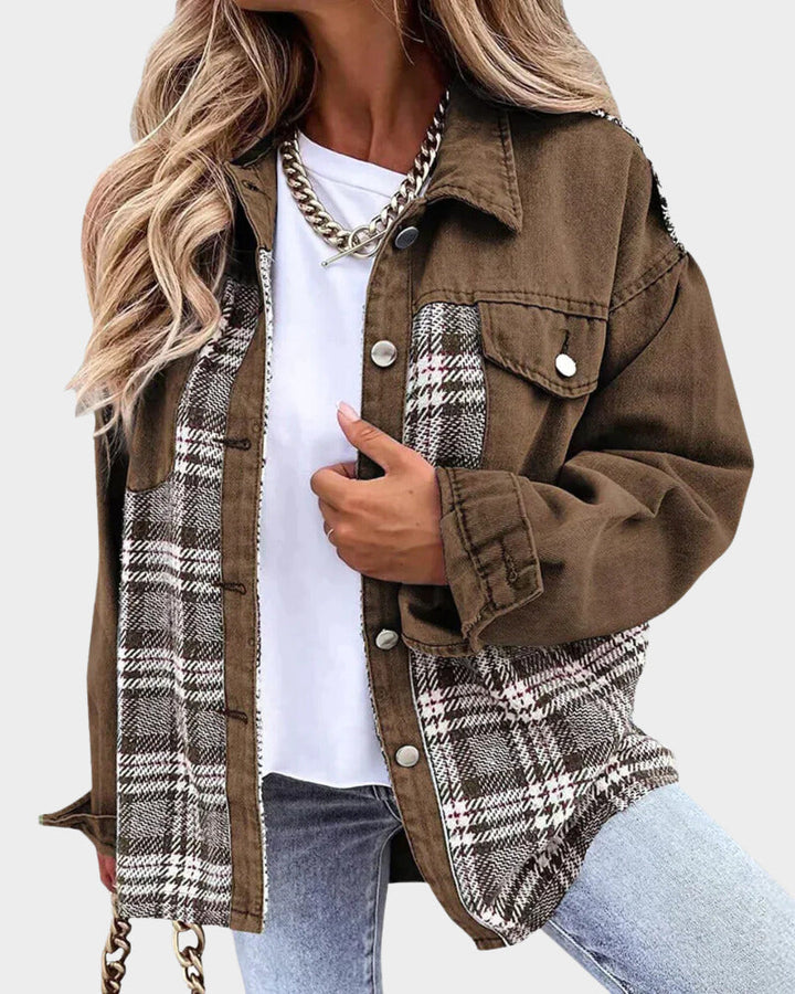 W&W Mode | Retro Jeansjacke für Damen - Modische Jeansstoffjacke