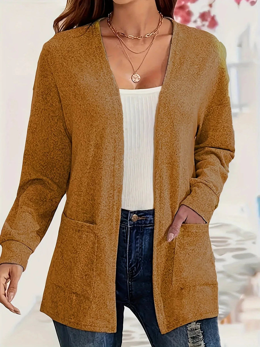 WW | Stilvolle Strickjacke mit Offener Front & Taschen