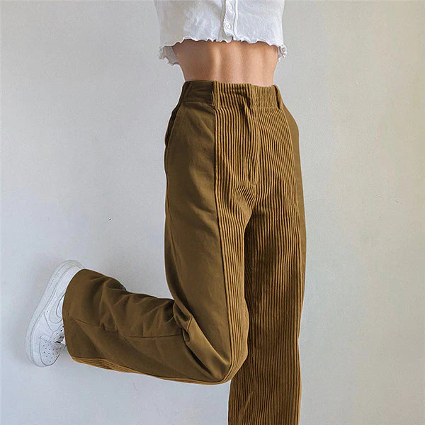 W&W Mode | Gerippte Hose mit Hoher Taille