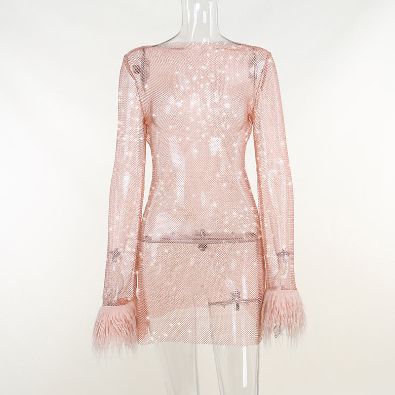 WW | Funkelndes Damen Mesh Kleid