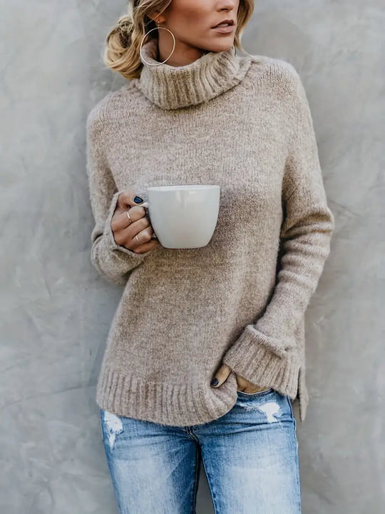 WW | Bequem Langärmelig Rollkragenpullover Pullover