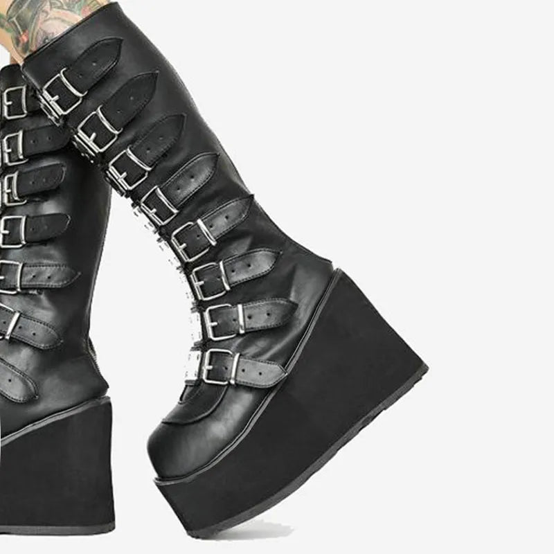 WW | Zip Up Chunky High Heel Stiefel