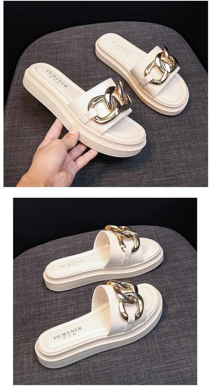 W&W Mode | Sandals women with platform and golden chain