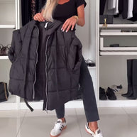 WW | Jacken mit Kapuze Einfarbig Reißverschluss und Kurzen Ärmeln