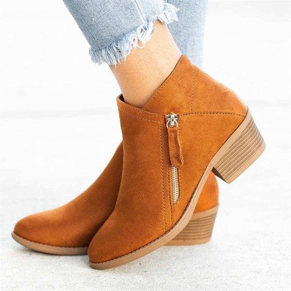 W&W Mode | Bequeme halbhohe Lederstiefeletten für Damen