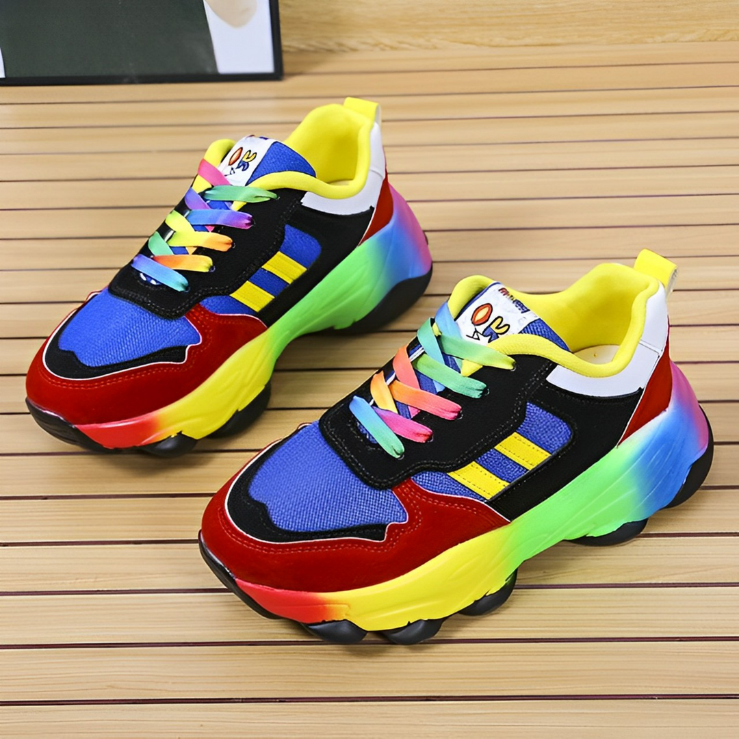 W&W Mode - bunte klobige Turnschuhe für Damen | Multicolor Design Sneaker Damen
