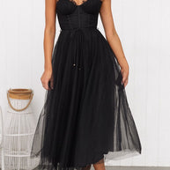 WW | Maxi Kleid Elegantes Fließendes Design V-Ausschnitt Ärmellos Leichtes Gewebe