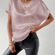WW | Satin T-Shirt Mit Umgeschlagenen Ärmeln Für Damen