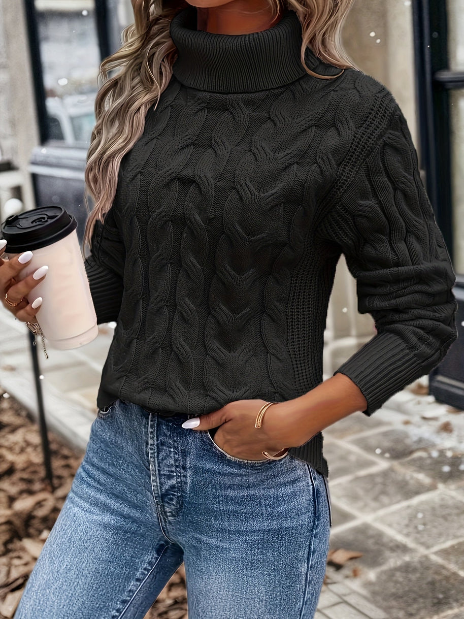 WW | Rollkragenpullover im Kabelstrick Design