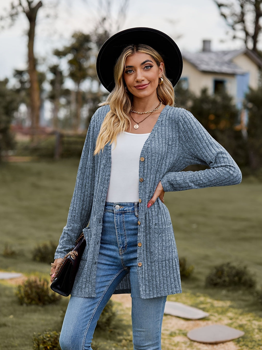 W&W Mode Warmer Gerippter Baumwolle Strickcardigan Für Damen | Perfekt Für Lässige Tage