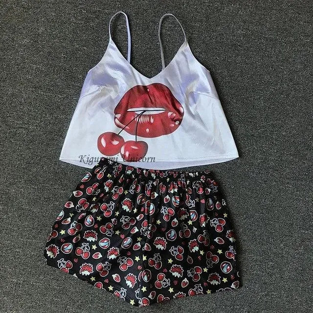WW | Neuer sexy Damen-Pyjama Pyjama aus Seide im Tiermuster