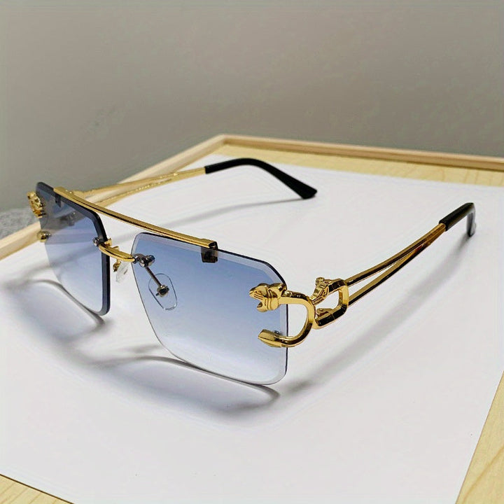 W&W Mode | Trendige Quadratische Randlose Sonnenbrille Für Herren