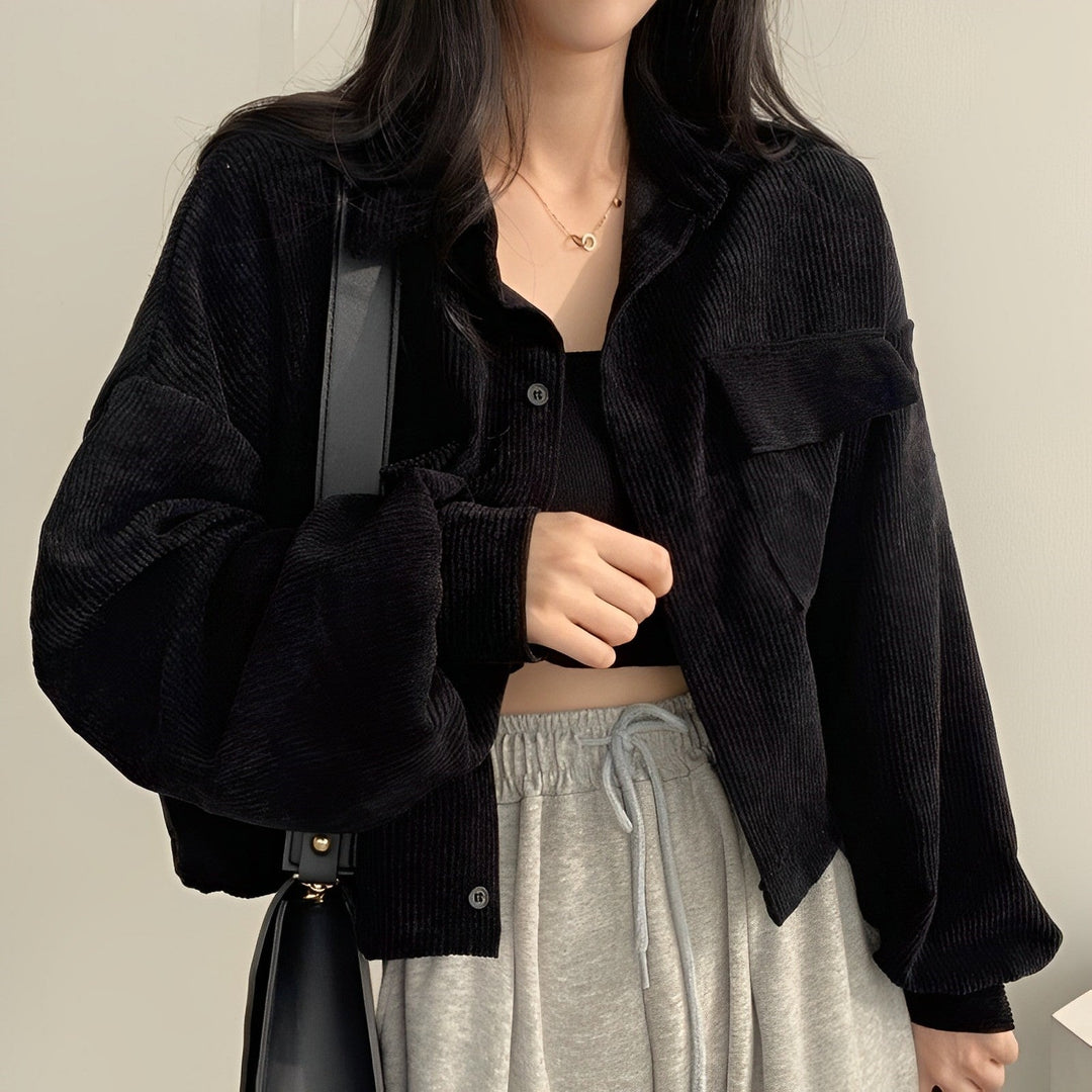 W&W Mode | Damenjacke Aus Cord Mit Kurzem Revers