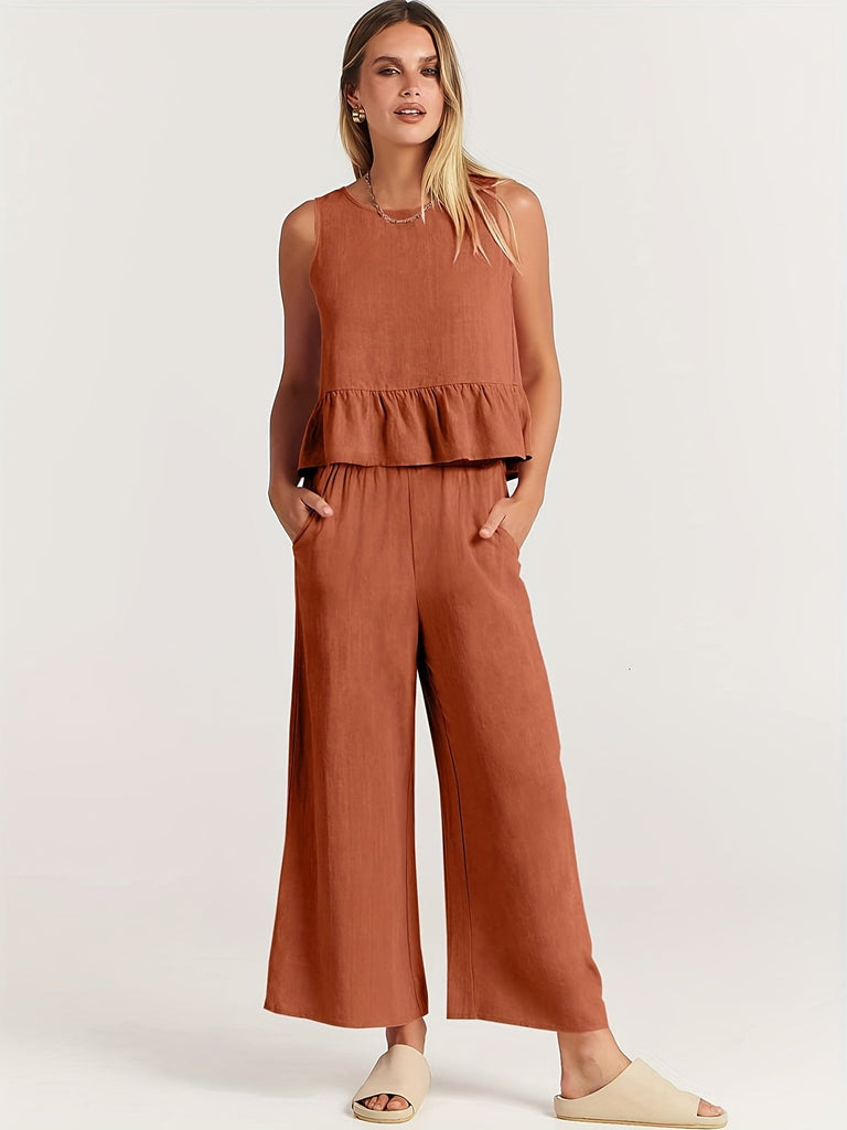 WW | Set aus Ärmelloser Bluse und Weitem Hosen