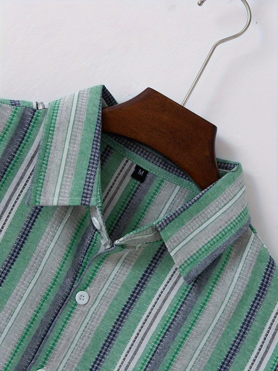 WW | Gestreiftes Baumwoll Leinen Herrenhemd für entspannte Looks