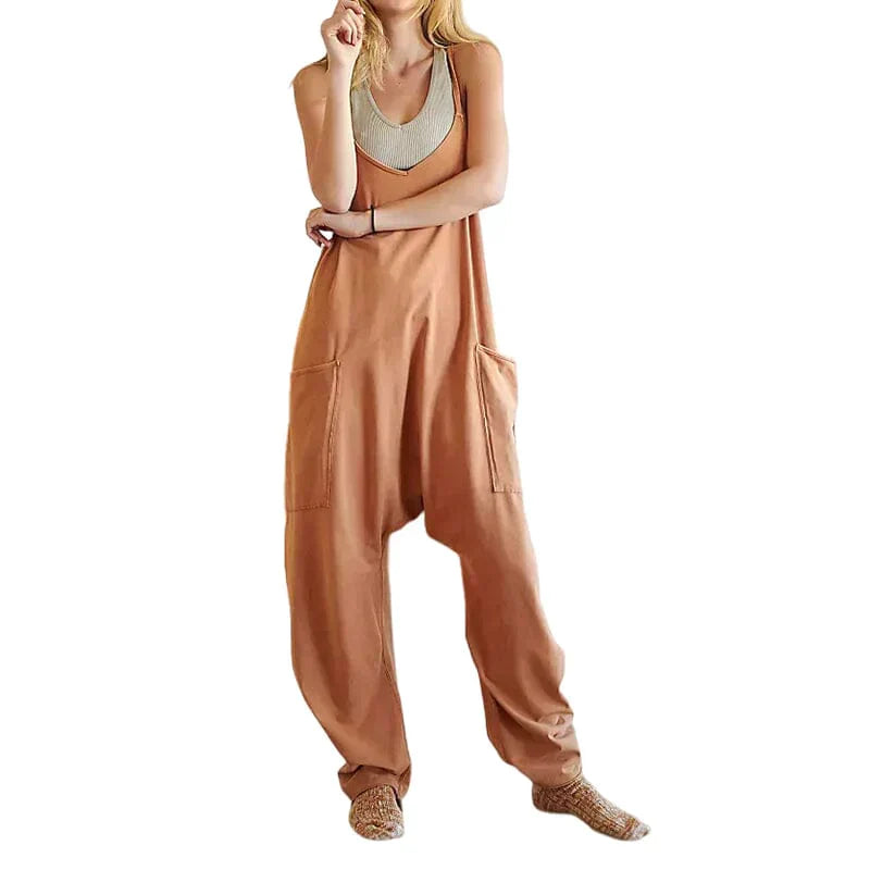 WW | Locker Weites Bein Ärmelloser Jumpsuit Für Damen