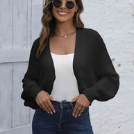 WW | Bat Sleeve Offene Front Kurze Strickjacke