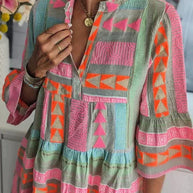 WW | Boho Chic Bedrucktes Midi Kleid Für Damen