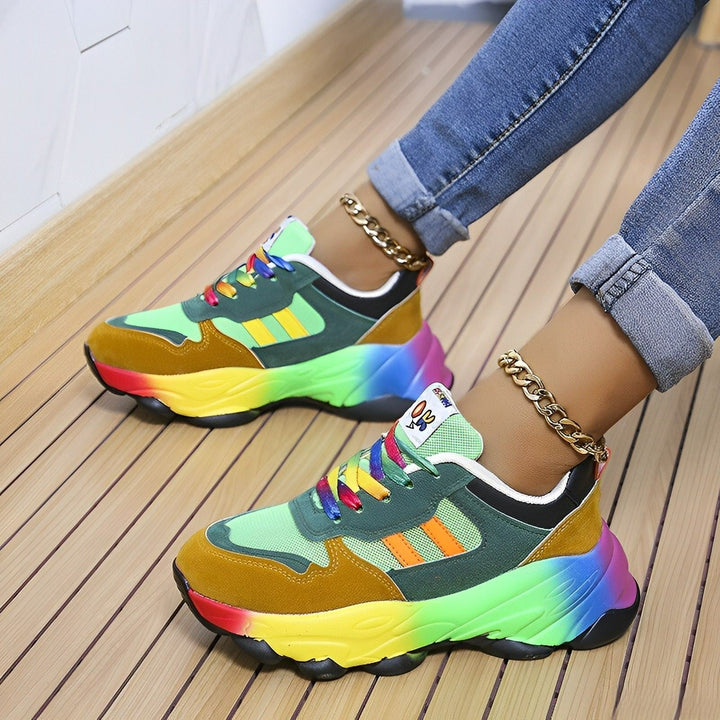 W&W Mode - bunte klobige Turnschuhe für Damen | Multicolor Design Sneaker Damen