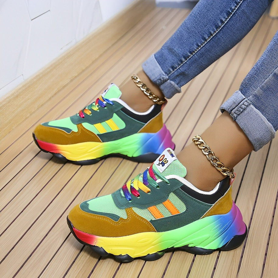 WW - bunte klobige Turnschuhe für Damen | Multicolor Design Sneaker Damen