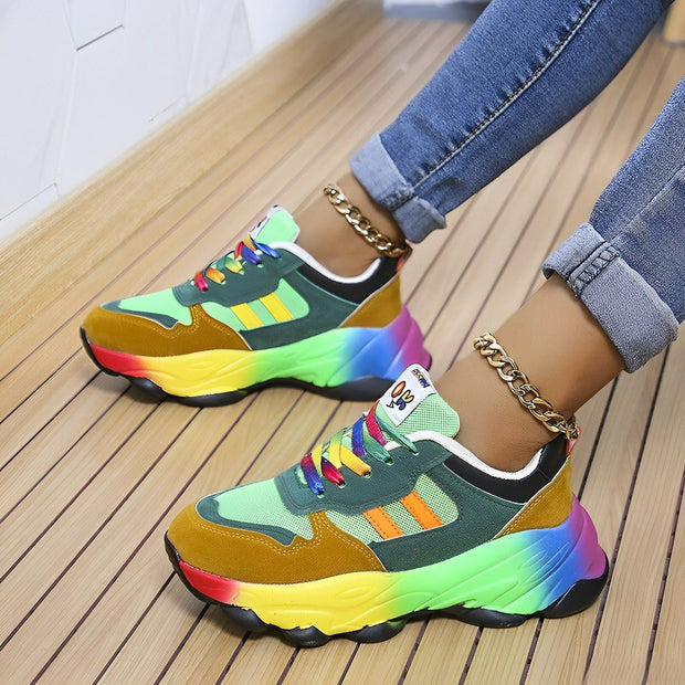 WW - bunte klobige Turnschuhe für Damen | Multicolor Design Sneaker Damen