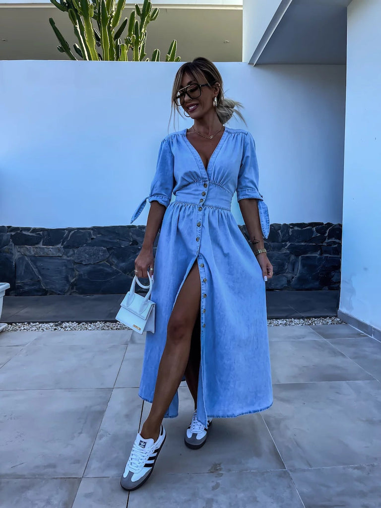 WW | Stylische Lange Jeanskleid