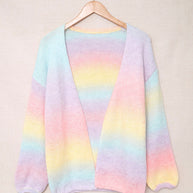 WW | Gradient Offene Vorderseite Fallendes Schulter Cardigan