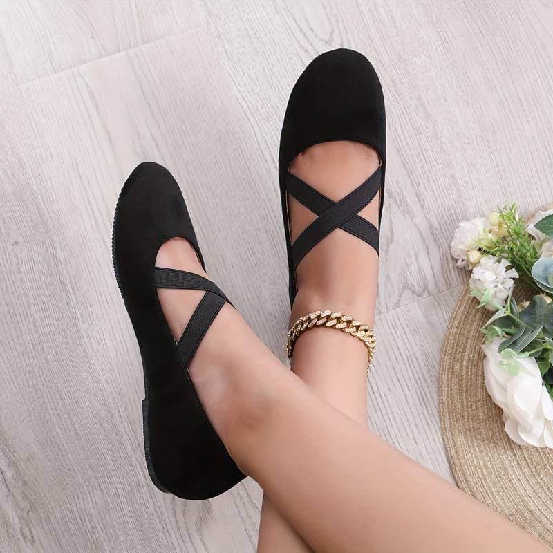 WW | Ballerina Schuhe Weicher Komfort Rundzehen Elastische Riemen Slip-On